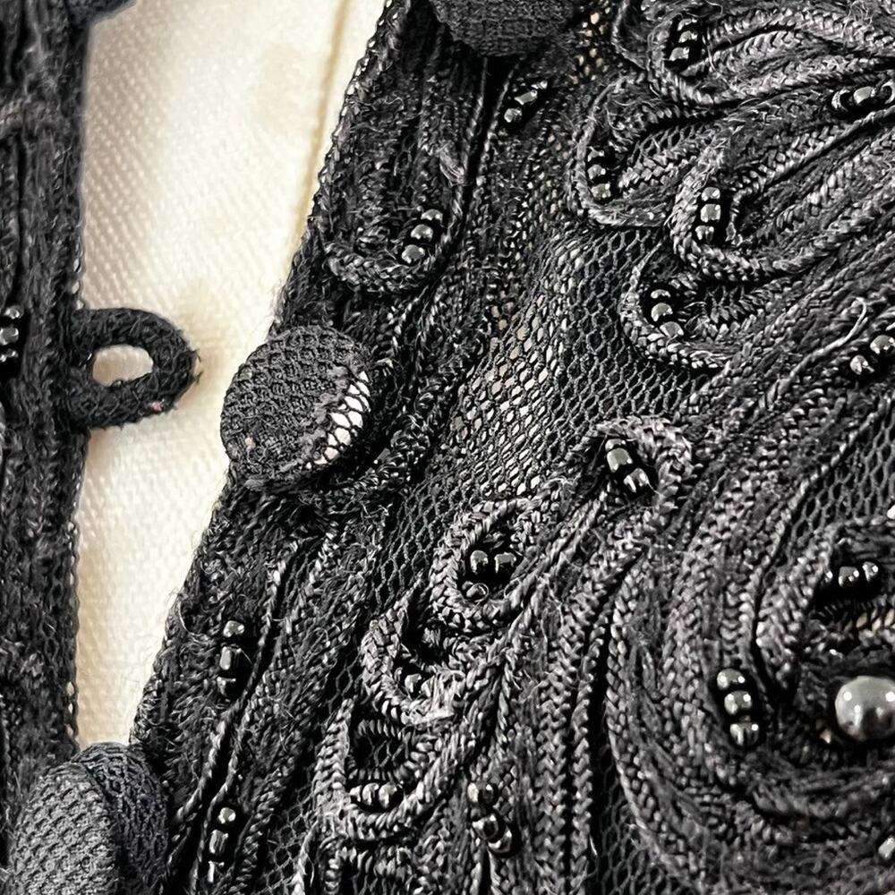 Vintage Cache (L) Statement Button Up Top Goth Drama Glam Mob Wife Couture Bead - Picture 10 of 12